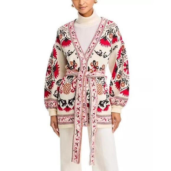 SOLD Farm Rio Cashew Mandala Ties Waist Cardigan Sweater Women's Multicolor - Picture 1 of 5